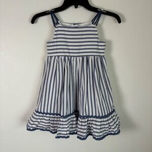 Tahari Kids Dress Girls 5 Blue White Stripe Anchor Button Nautical Summer Spring